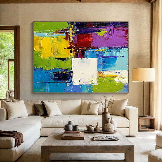 Big Abstract Painting On Canvas, Colorful Geometric Abstract Art On Canvas PT133