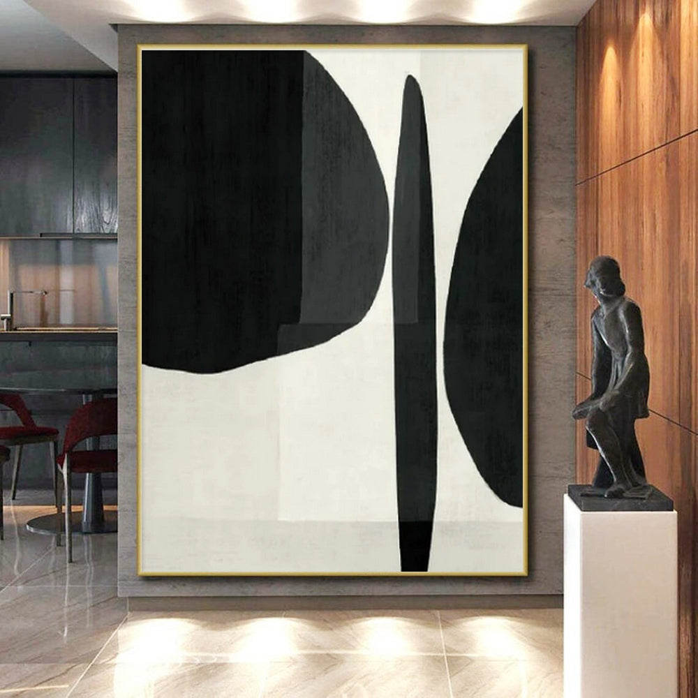 Modern Art Acrylic Black and White Geometric Abstract Art PT781