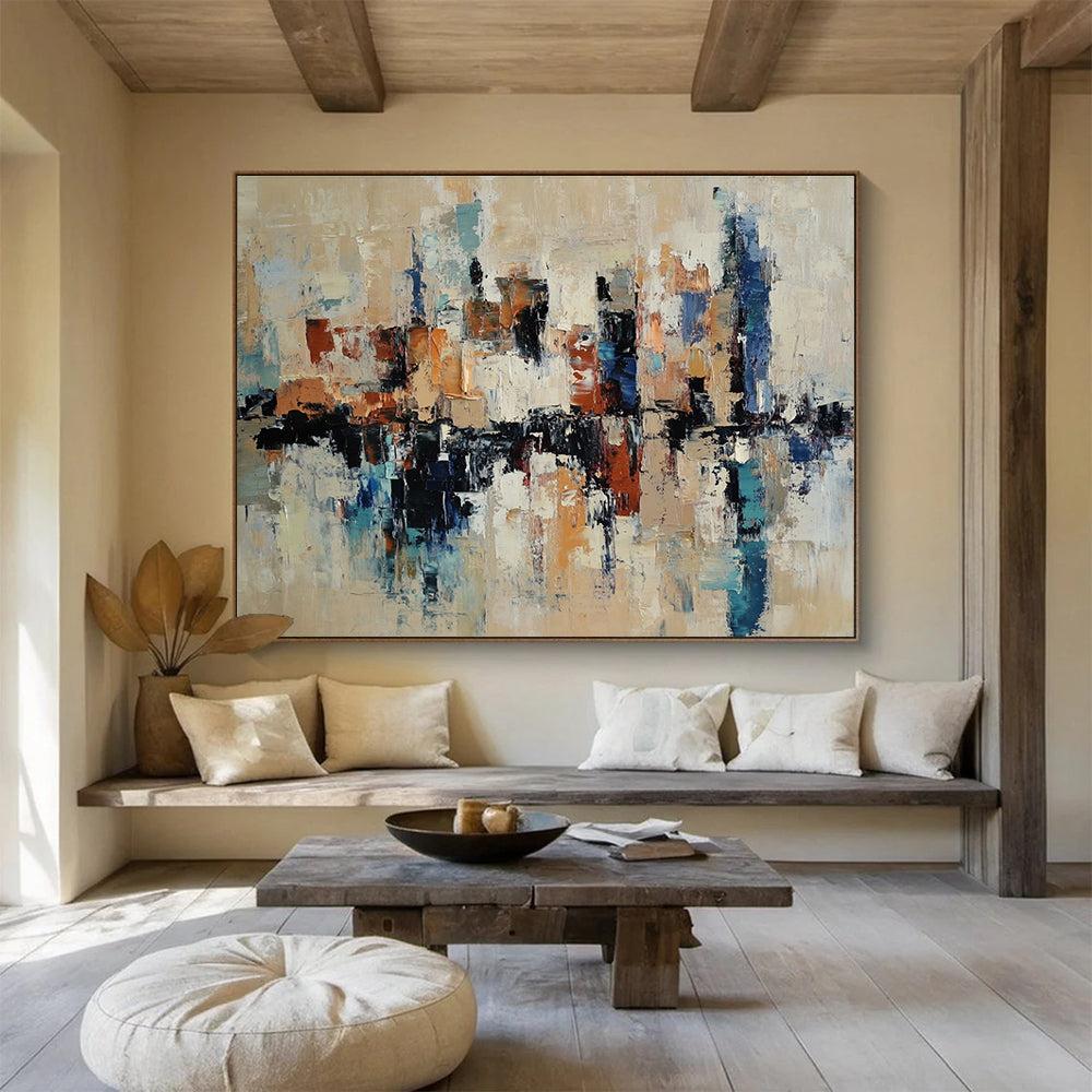 Paintings For House Multicolor Abstract Cityscape with Reflection HPS310