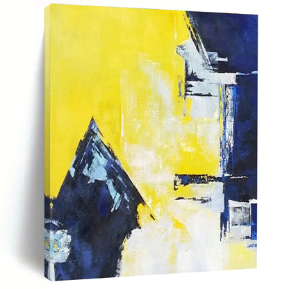 Unique Abstract Art Yellow, Blue, and White Geometric Abstract Art PT803