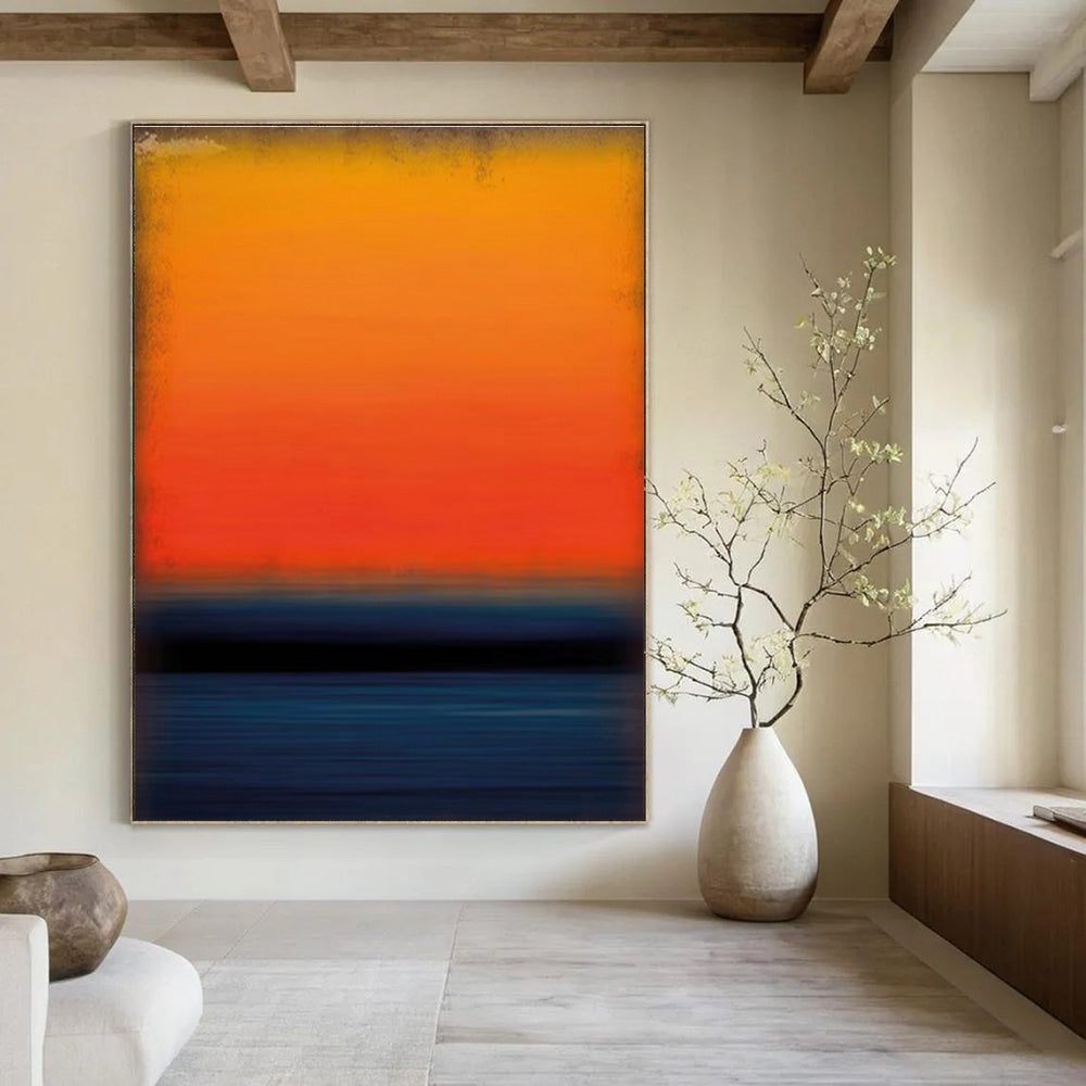 Buy Abstract Art Online Orange & Blue Gradient Sunset Abstract, Modern Art Acrylic DPS494