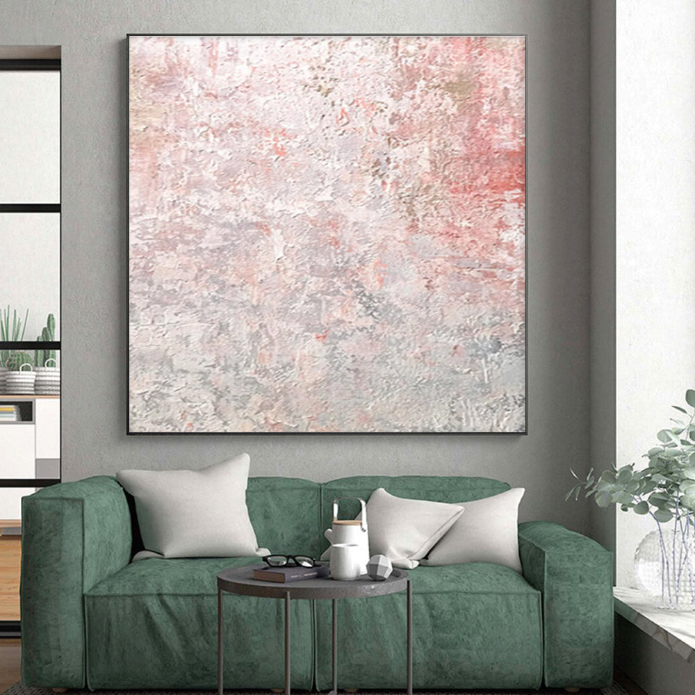 Hand-Painted Pink and Gray Textured Abstract Art, Acrylic Modern Art Painting PT291