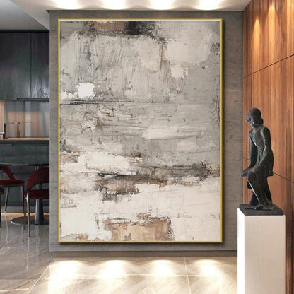 Hand-Painted Gray and Brown Textured Abstract Art PT632