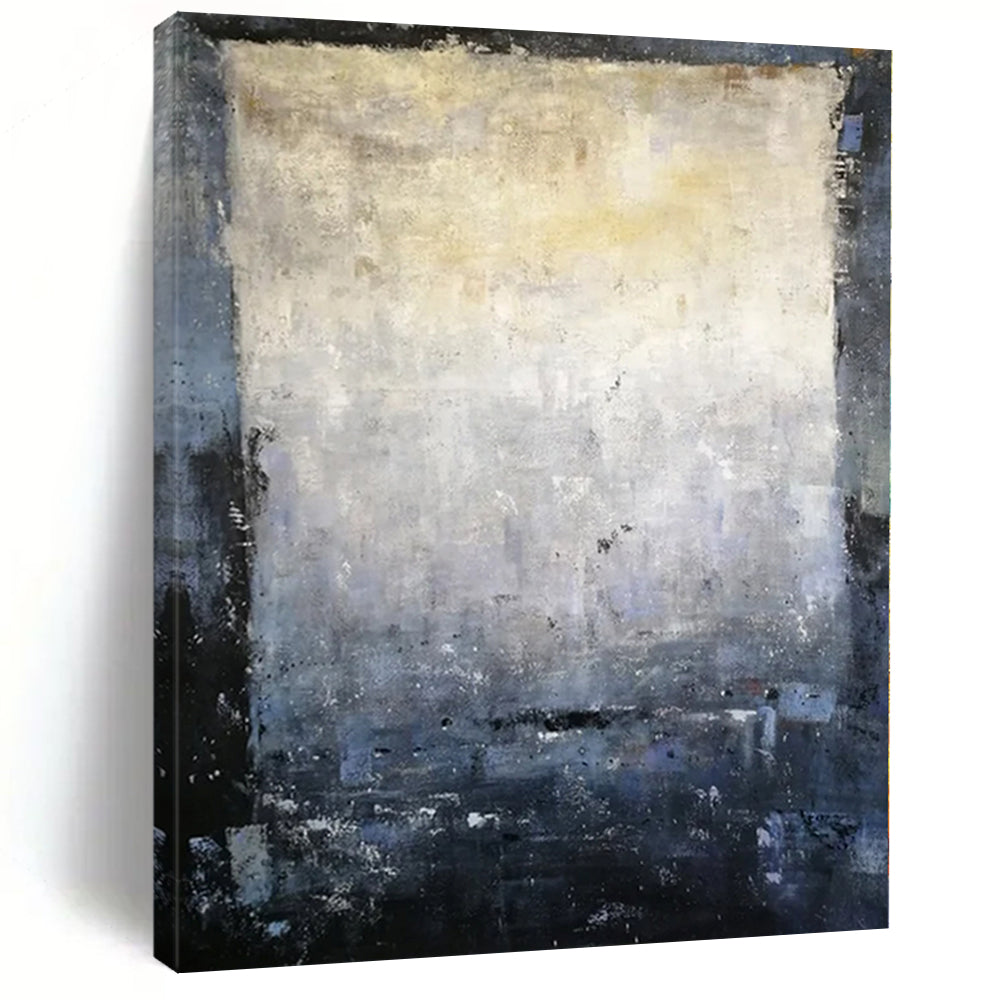 Oversized Abstract Wall Art Gray & Blue Textured Abstract Painting On Canvas PT098