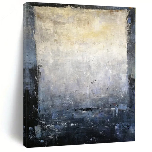 Oversized Abstract Wall Art Gray & Blue Textured Abstract Painting On Canvas PT098