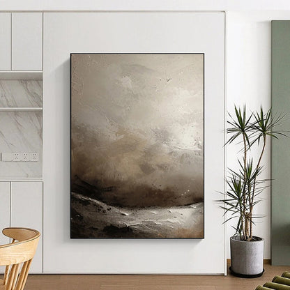 Cool Abstract Paintings Gray Beige Textured Abstract Landscape Art PT488