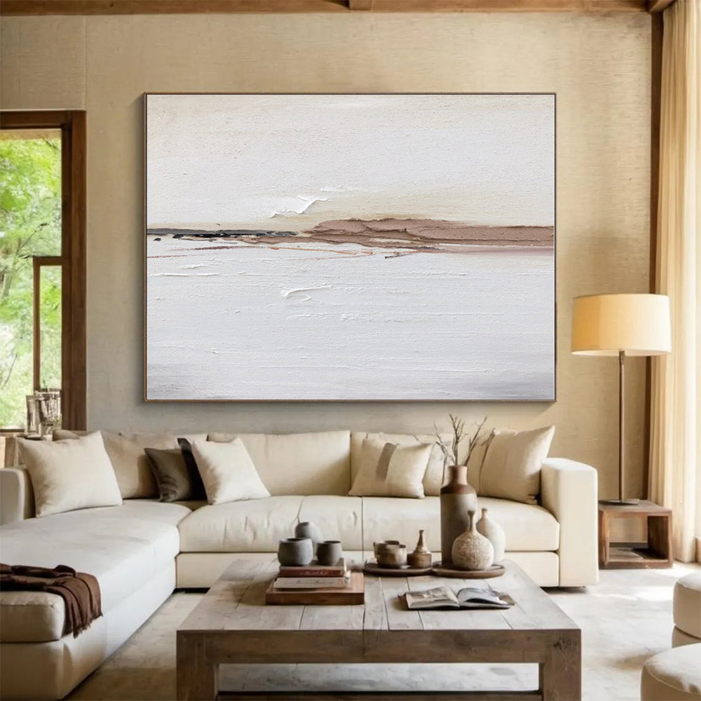 Minimalist Canvas Art Beige & Brown Textured Abstract Art HPS156