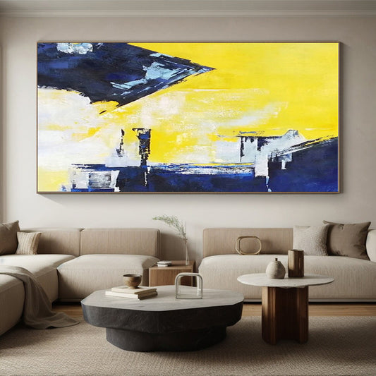 Cool Abstract Paintings Yellow Blue White Geometric Abstract Art PT353