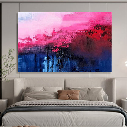 Acrylic Modern Art Paintings Pink, Red & Blue Dramatic Abstract On Canvas HPS067