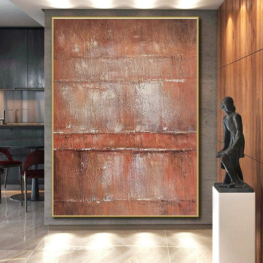 Hand Painted Art Rust Brown Textured Abstract Art PT352