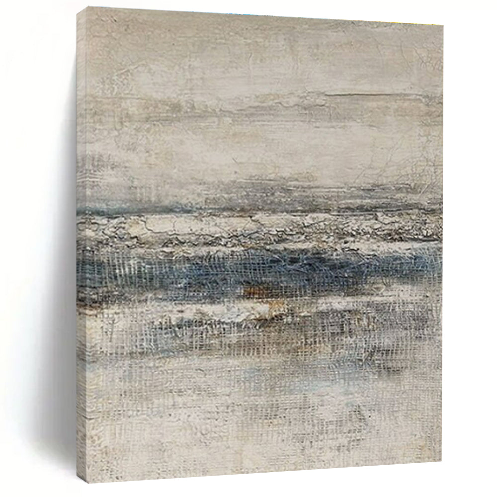 Oversized Abstract Wall Art Beige and Blue Textured Abstract Art PT627