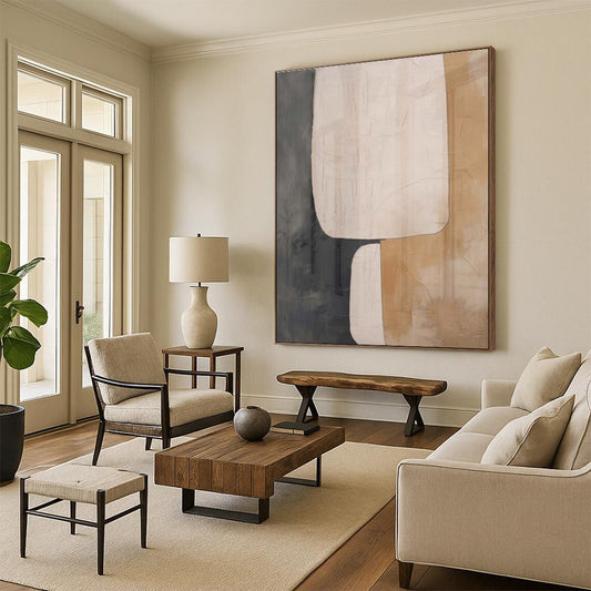 Oversized Abstract Wall Art Beige, Gray, and Brown Abstract Art PT669