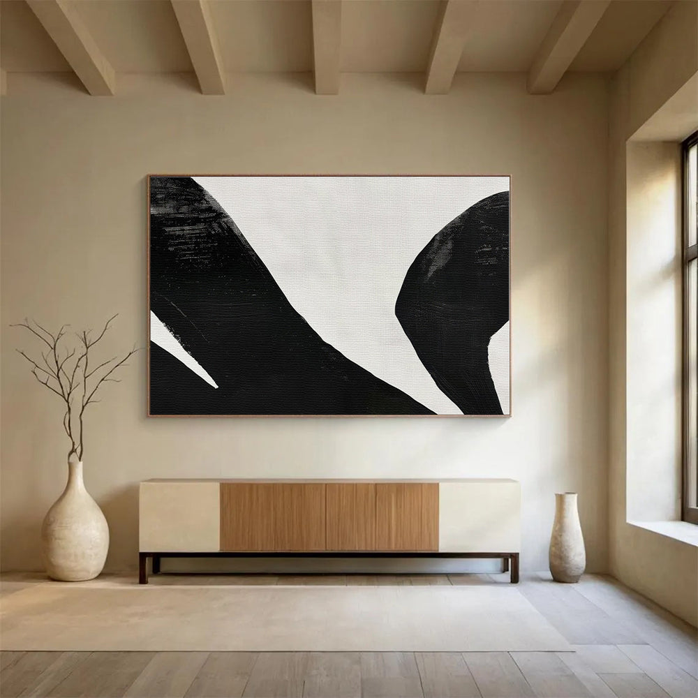 Cool Abstract Paintings Black & White Geometric Shapes Abstract On Canvas HPS048