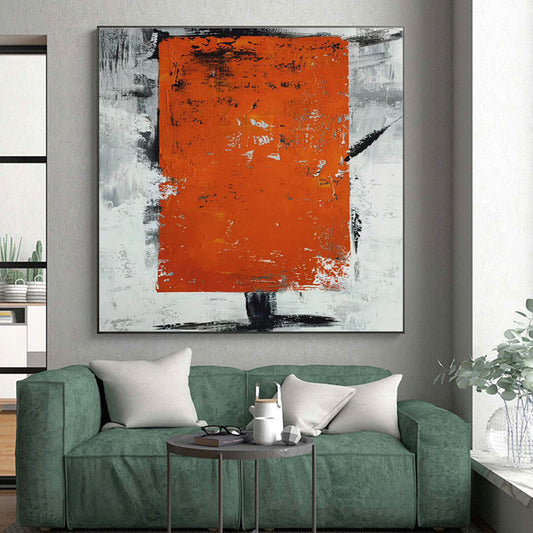 Large Size Orange Gray Black Textured Abstract Art PT403