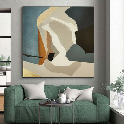 Handmade Art Multicolor Geometric Abstract Art with Gold Accents PT376