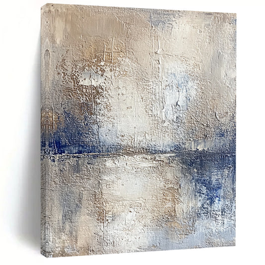 Hand Painted Art Beige, Gray & Blue Textured Abstract Painting On Canvas PT123