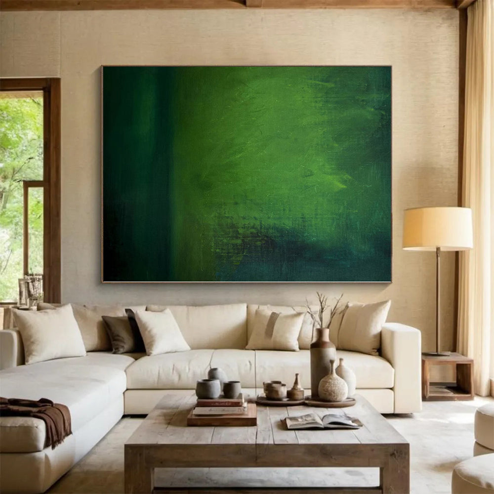 Hand Painting Green Textured Abstract Painting On Canvas PT042