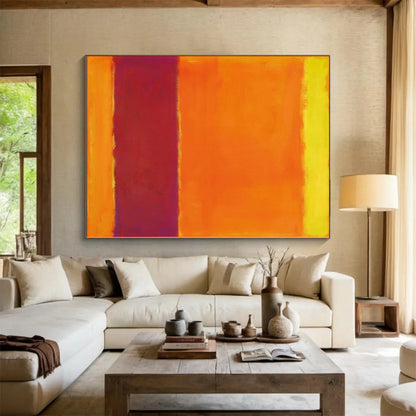 Hand Painting Orange & Red Color Field Abstract Painting On Canvas PT102