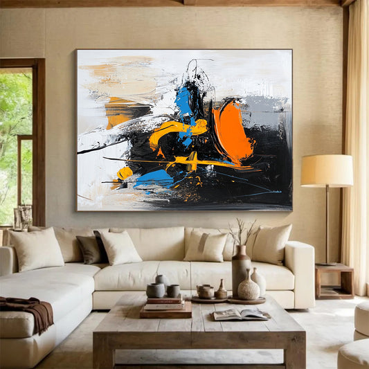 Orange Yellow Blue Black White Abstract Art PT144