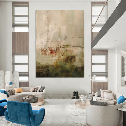 Buy Abstract Art Online Gray, Green, and Red Textured Abstract Landscape Art DPS474