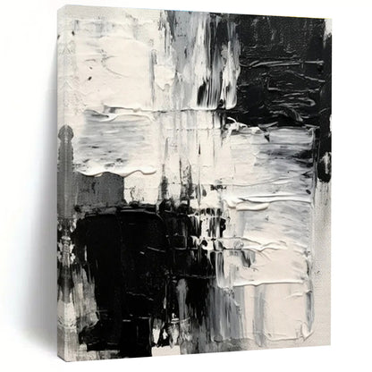 Minimalist Canvas Art Black, White, and Gray Textured Abstract Art PT733