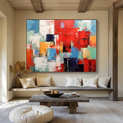 Acrylic Modern Art Paintings Multicolor Geometric Abstract On Canvas HPS070