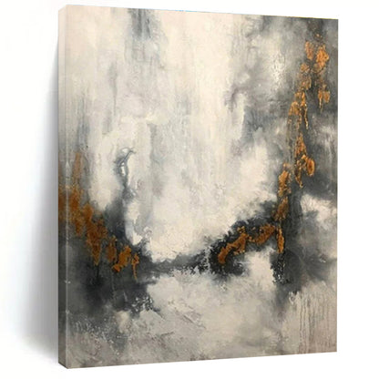 Oversized Abstract Wall Art Gray White Gold Textured Abstract Art PT430