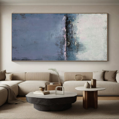Hand-Painted Blue & Gray Textured Seascape Abstract Painting On Canvas PT051