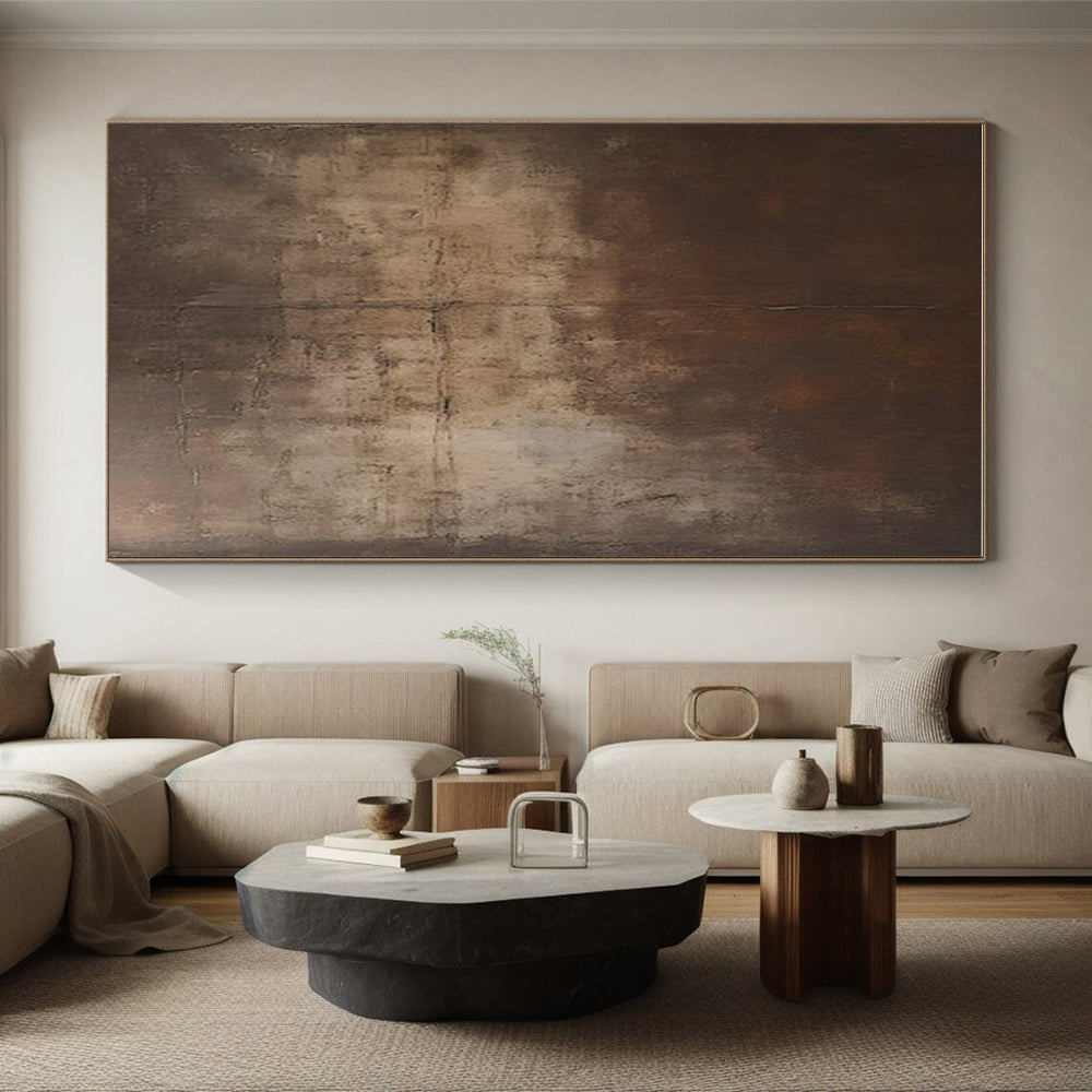 Hand Painting Brown Textured Abstract Art PT760