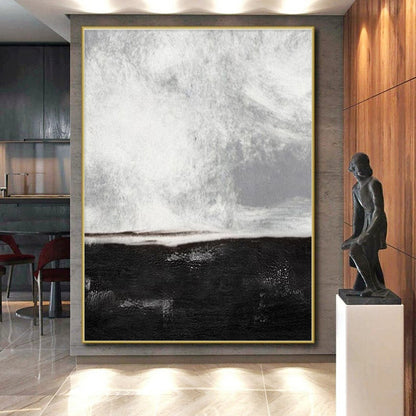 Oversized Abstract Wall Art Black and White Textured Abstract Art PT706