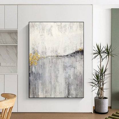 Unique Abstract Art Gray & Gold Textured Abstract Painting On Canvas PT035