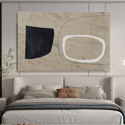 Unique Abstract Art Black, White & Beige Minimalist Geometric Art HPS215
