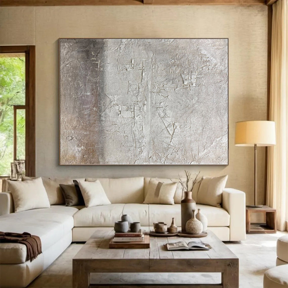48x60 Gray & Brown Textured Abstract Painting On Canvas PT076