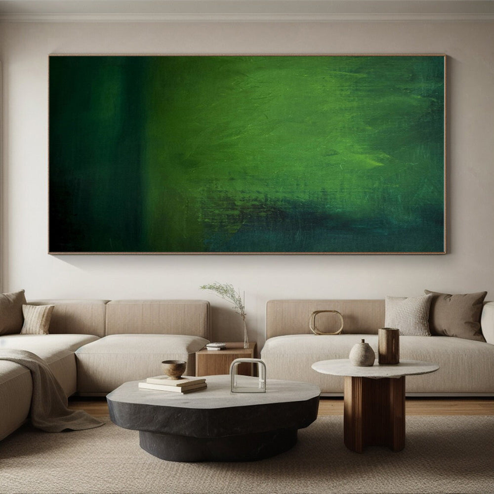Hand Painting Green Abstract Ethereal Scene, Paintings For House PT529