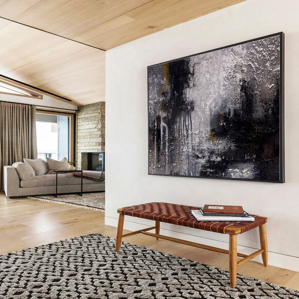 Cool Abstract Paintings Monochrome Textured Cityscape On Canvas HPS007