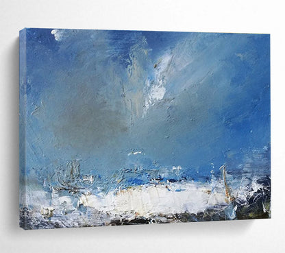 Handmade Art Blue & White Abstract Stormy Sea Art HPS186