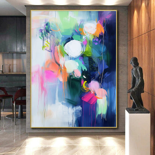 Wall Decor Abstract Paintings Large, Colorful Abstract Floral Art PT166