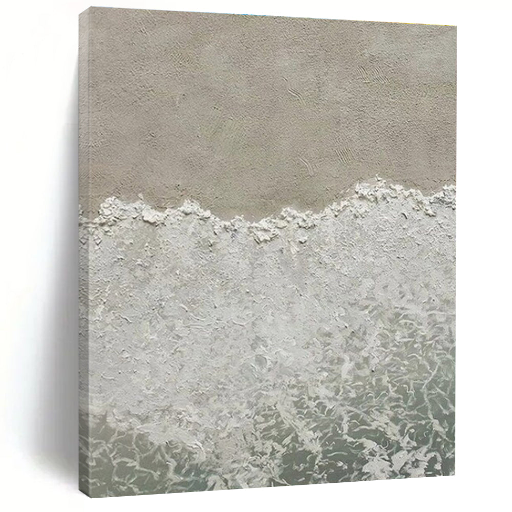 Large Painting In Living Room Gray, White, and Green Textured Abstract Seaside Art DPS480