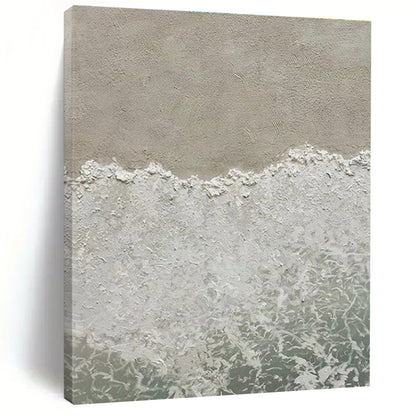 Large Painting In Living Room Gray, White, and Green Textured Abstract Seaside Art DPS480