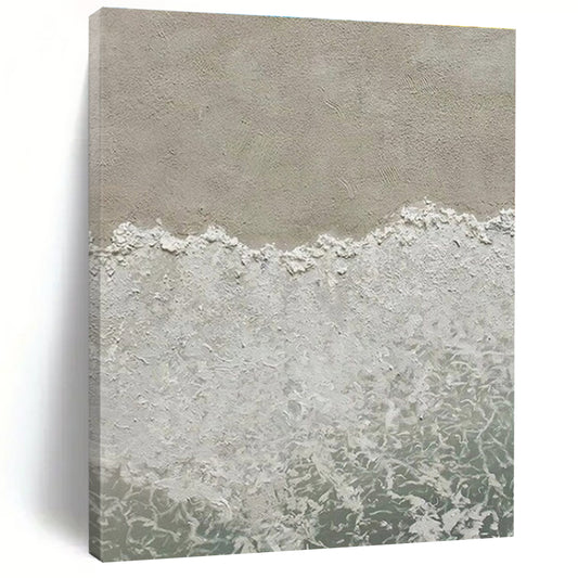 Large Painting In Living Room Gray, White, and Green Textured Abstract Seaside Art DPS480