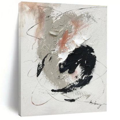 Cool Abstract Paintings Black Gray White Textured Abstract Art PT473