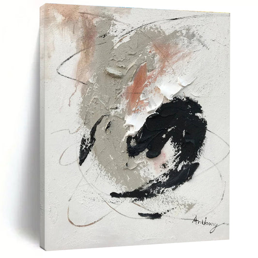 Cool Abstract Paintings Black Gray White Textured Abstract Art PT473