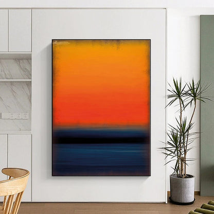 Large Painting In Living Room Orange & Blue Textured Abstract Painting On Canvas PT100