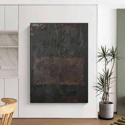 Unique Abstract Art in Dark Gray and Brown Textured Design, Acrylic Modern Art PT303