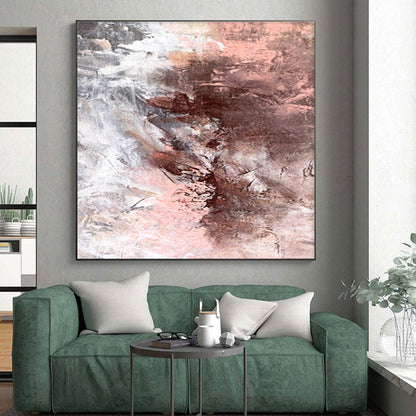 Large Size Abstract Art in Brown, Pink, and Gray, Hand Painted Modern Piece PT287