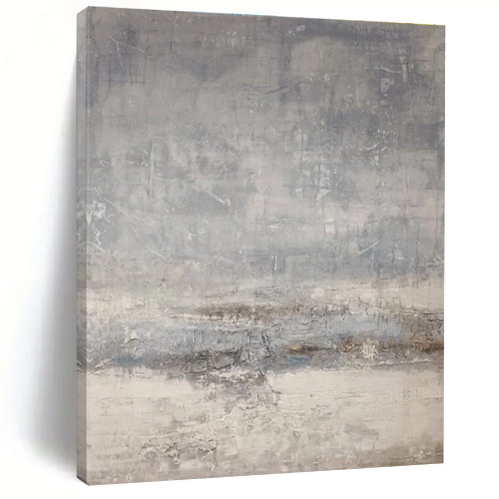 Hand Painted Art in Grey and Beige Abstract Textural Layers PT223