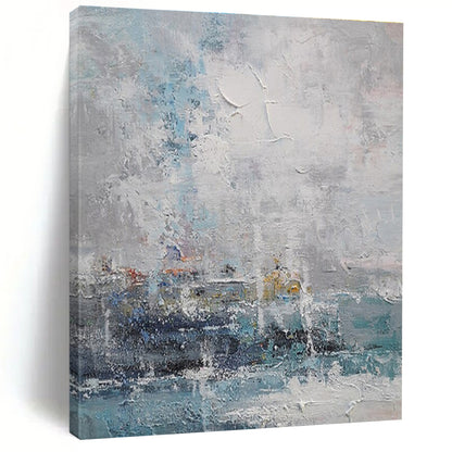 Acrylic Modern Art Paintings Blue, Gray, and White Textured Coastal Abstract Art PT684