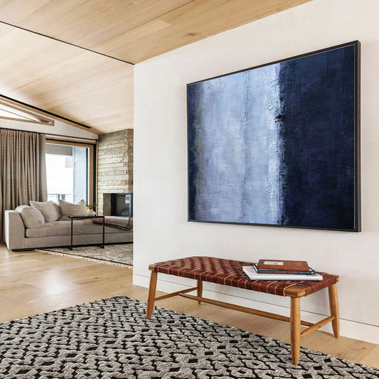 Unique Abstract Art Gray & Blue Textured Minimalist Piece HPS146