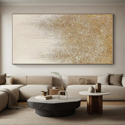 Modern Art Acrylic Gold Beige Textured Abstract Art PT380