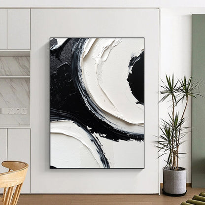 Acrylic Modern Art Paintings Black & White Textured Abstract Painting On Canvas PT127